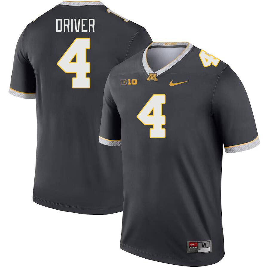 Men #4 Cristian Driver Minnesota Golden Gophers College Football Jerseys Stitched-Charcoal